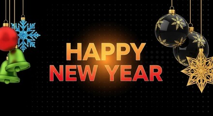 Happy New Year Festive Decorations and Text celebration