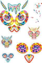 Set of colorful vector illustration for kids. Use for print design, surface design, fashion kids wear 