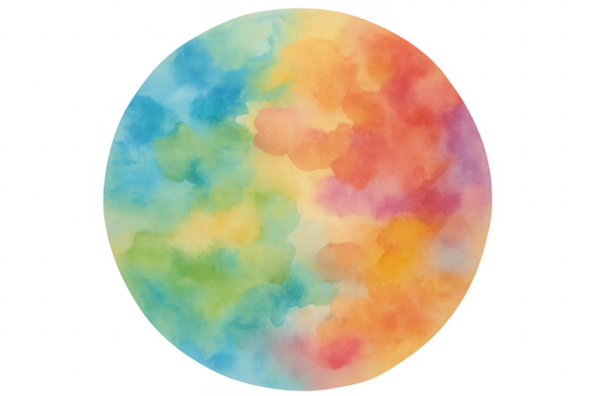 Watercolor painting circle with colorful rainbow texture - Powered by Adobe