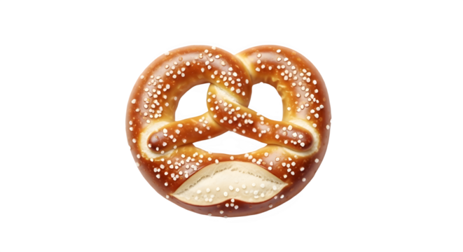 Freshly baked salted German pretzel, classic snack food from a bakery isolated PNG with Transparent Background