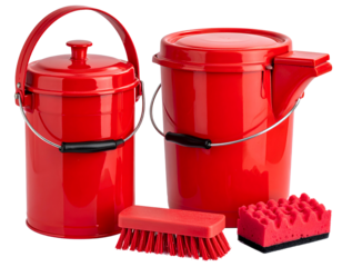 Firefly_Two red housekeeping tool variations isolated on transparent background