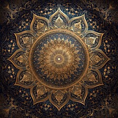Fototapeta premium Golden mandala arabesque pattern in luxury Arabic Islamic style, ornate elegant and decorative for wedding design.