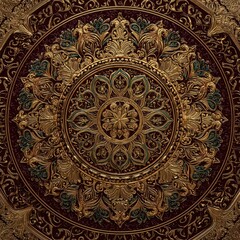 Fototapeta premium Golden mandala arabesque pattern in luxury Arabic Islamic style, ornate elegant and decorative for wedding design.