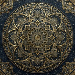 Fototapeta premium Golden mandala arabesque pattern in luxury Arabic Islamic style, ornate elegant and decorative for wedding design.
