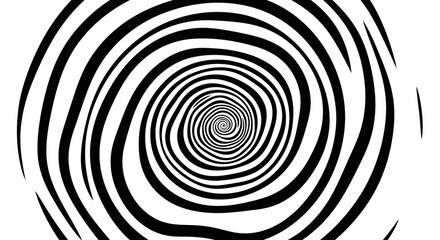 A black and white spiral pattern creating an optical illusion of depth and movement.