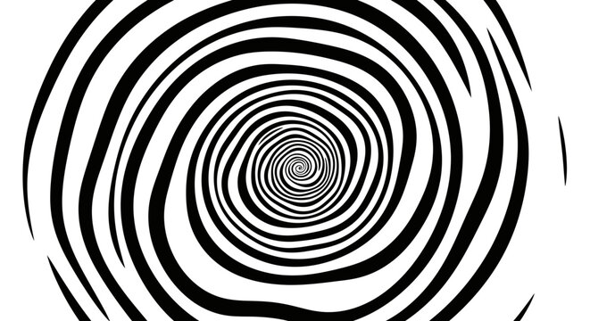A black and white spiral pattern creating an optical illusion of depth and movement.