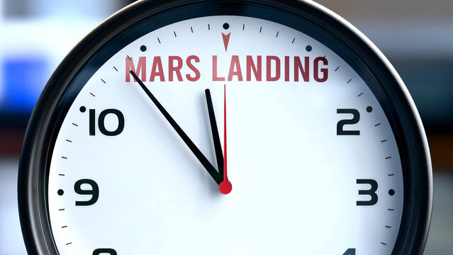 Mars Landing that is going to happen soon, it is imminent. Incoming mars landing, approaching in the near future. Mars Landing almost here. ,3d illustration