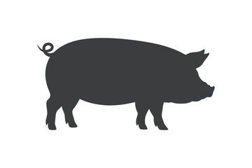 Simple Pig Silhouette Vector Farm Animal Illustration