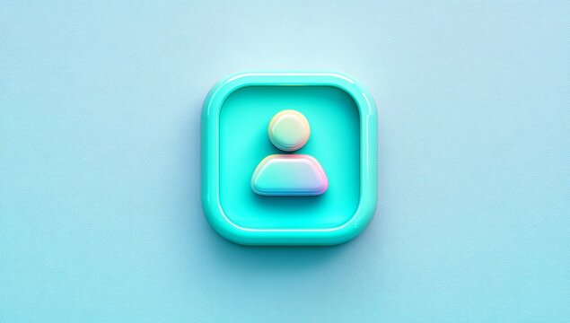 A clean background features an isolated pastel green icon of a 3D person, embodying concepts of profile, login, and social media