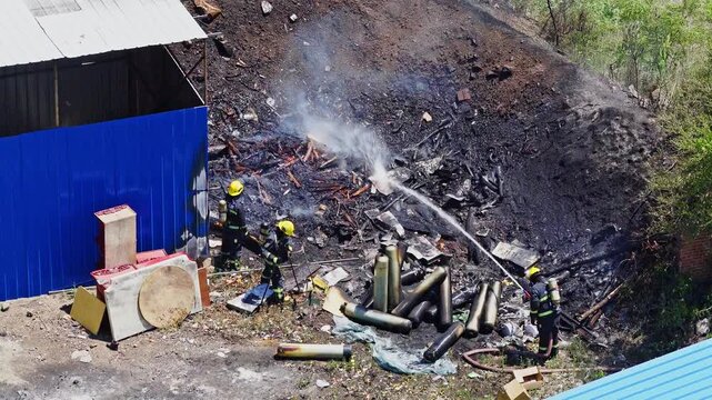 Firefighters, firefighting operations in progress