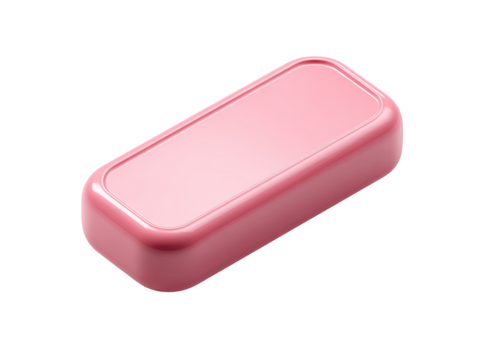 Rectangular, light pink, glossy, solid block.  A 3D rendering of a rectangular, glossy, light pink block, possibly a container or a piece of candy.  The block appears smooth and solid