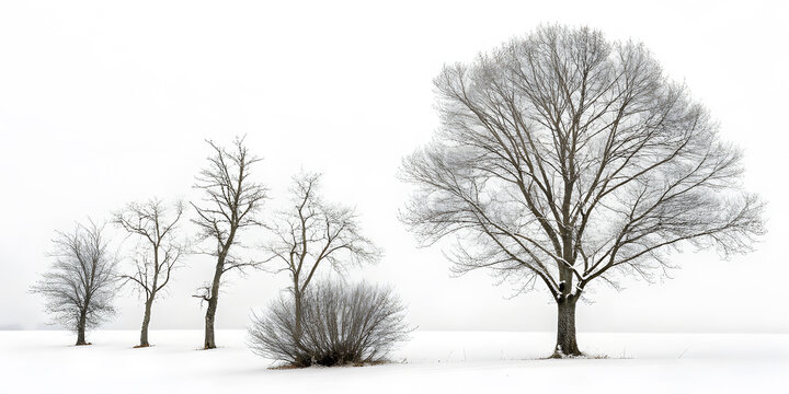 Bare trees in a snowy landscape