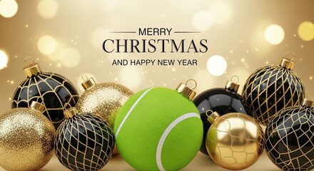 Celebrate Christmas and New Year with paddle and tennis sports decorations and festive ornaments