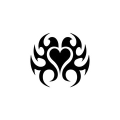 Naklejka premium Illustration of a heart with tribal flame elements on transparent background silhouette