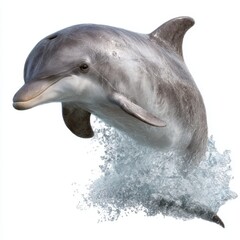 Fototapeta premium A playful dolphin leaps out of the water with a splash
