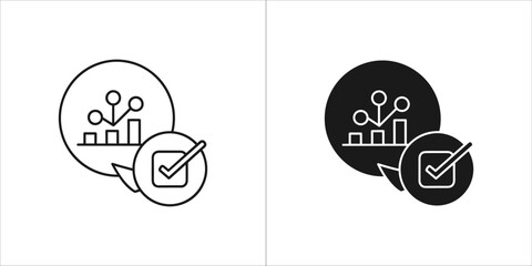 Data analysis graph with checkmark
