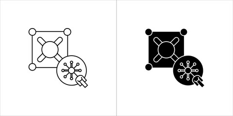 Abstract geometric shape with connecting dots and a central starburst