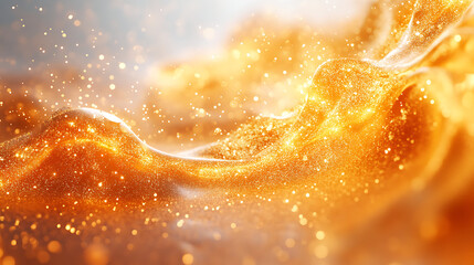Artistic science visualization of explosive stellar environment rich in newly created gold particles white background 