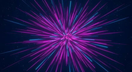 Fototapeta premium Neon light speed burst a hyperdrive jump through space creating a futuristic high-tech backdrop perfect for sci-fi themed visuals and innovation concepts.