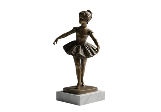 Bronze ballerina sculpture poised gracefully on marble dancer ballet