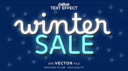 Editable text style effect - Winter sale neon light text style theme	