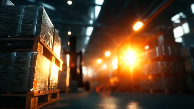 Black warehouse workers under bold yellow light verify shipment goods hyper realistic AWB visuals glowing moody shadows on crates bright saturation in scanners cinematic