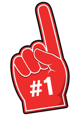 Red Foam Finger with Number One Cheering for Victory