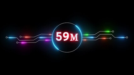 Neon 59 million followers and subscribers text animation. Neon glowing social media celebration, subscriber's. - Powered by Adobe