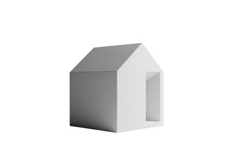 Fototapeta premium Minimalist white house model with a simple doorway isolated on transparent background