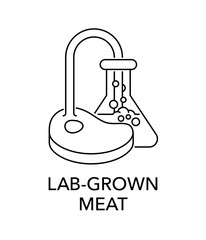 Lab-grown meat - thin outline pictogram