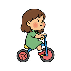 Girl Riding bicycle – Active Kids Outdoor Vector Illustration