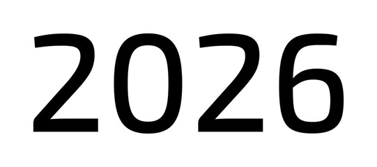 New Year number 2026 flat vector design. black font. 