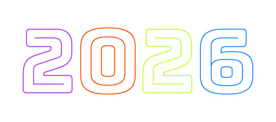 New Year number 2026 flat vector design.  