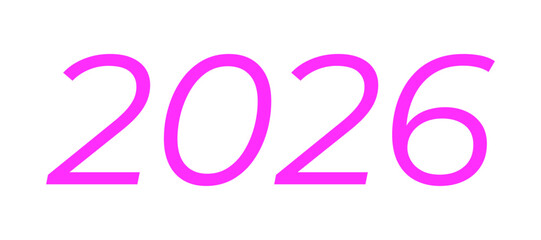 New Year number 2026 flat vector design. Pink font. 