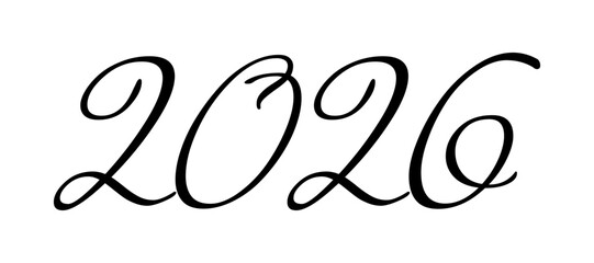 New Year number 2026 flat vector design. Black font. 