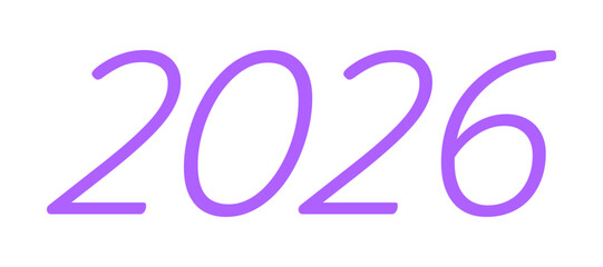 New Year number 2026 flat vector design. Purple font. 