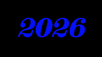 2026 Design for Greeting Cards.Stylish, 2026 Year logo design vector illustration icon.Blue logo and black background