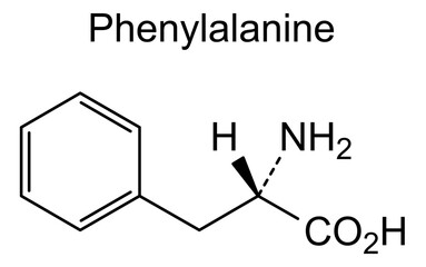 Phenylalanine, chemical structure of phenylalanine, drug substance