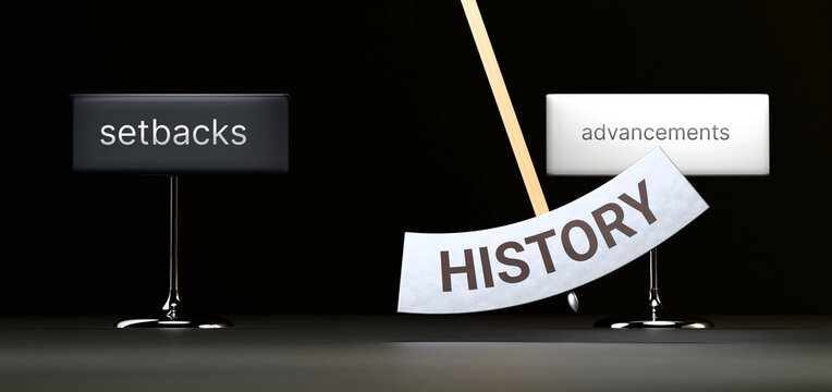 History cycles between setbacks and advancements. Visualizing a repeated pattern of History that swings between extremities: setbacks and advancements. ,3d illustration