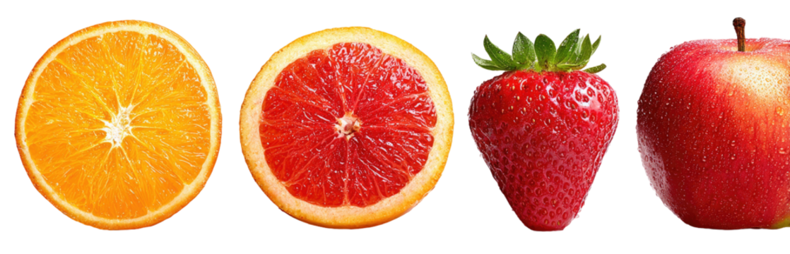 Citrus and berry fruits in slices