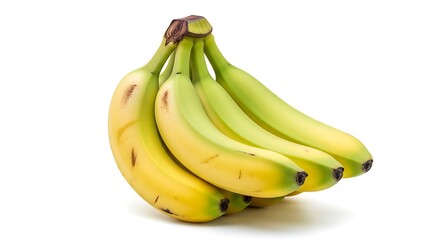 Bunch of ripe yellow green bananas isolated on transparent background