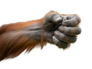 Orangutan fist gesture showing raw power and primal strength