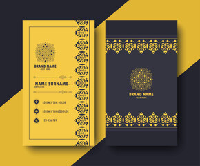 Luxury Vertical Business Card Template with Golden Ornament