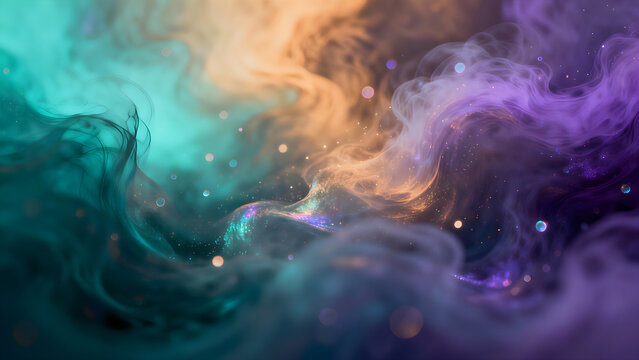 Colorful swirling nebula smoke for abstract backgrounds.