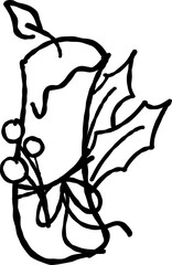Hand Drawn Christmas Candle, Whimsical 