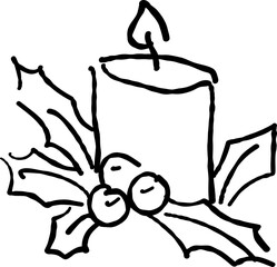 Hand Drawn Christmas Candle, Whimsical 