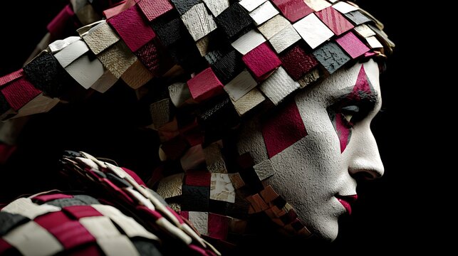 Jester with Patchwork Costume and Face Paint clown makeup Photo