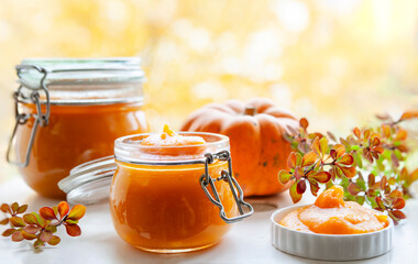 Homemade Spiced jam, marmalade, preserves from pumpkin
