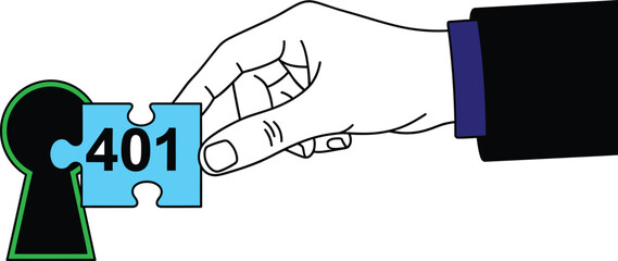 HTTP 401 error concept puzzle piece fitting into keyhole solution