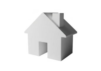 Simple white geometric house icon with chimney isolated on transparent background